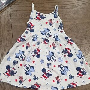 Disney Kids Dress with Mickey and Minnie Print - White and Blue